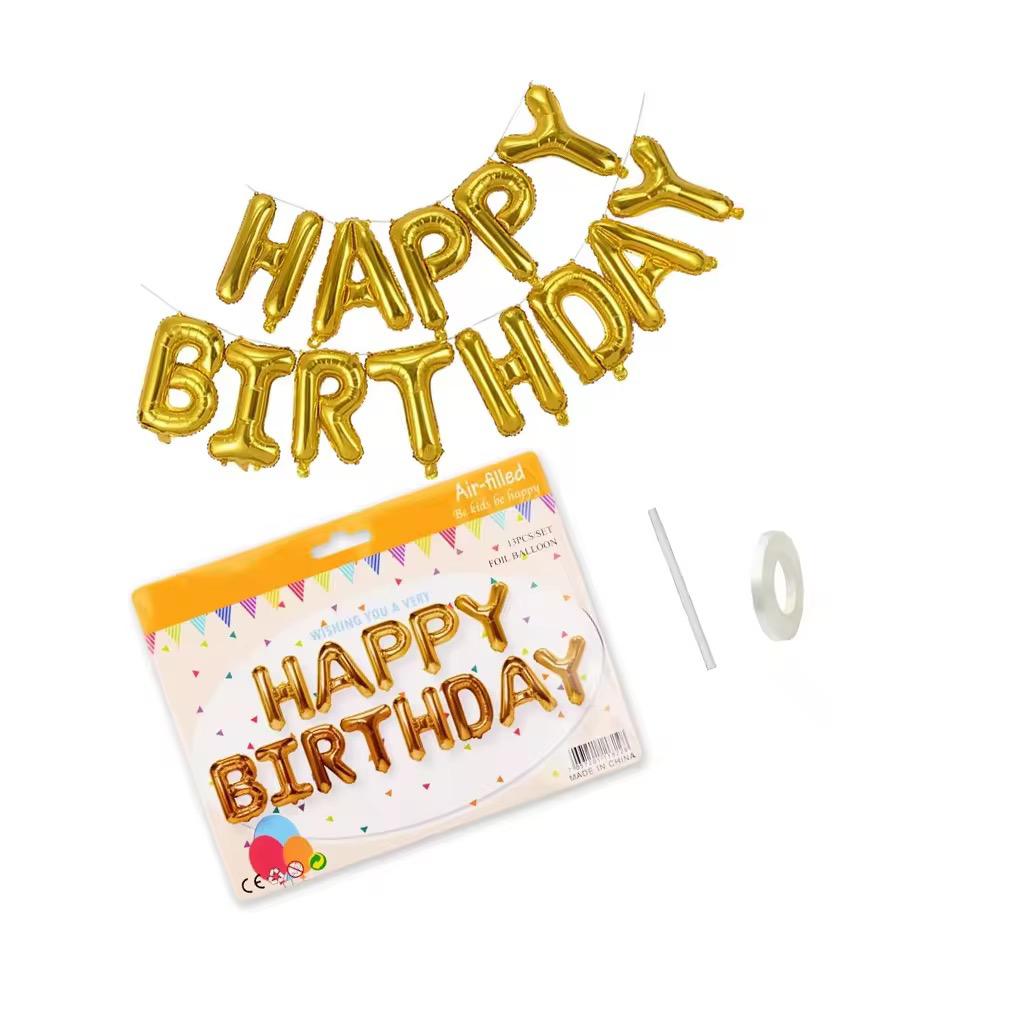 Ballons "Happy Birthday" dorés