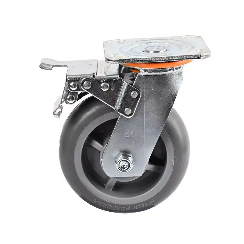 Roue pivotante en polypropylène avec support en acier inoxydable avec frein
