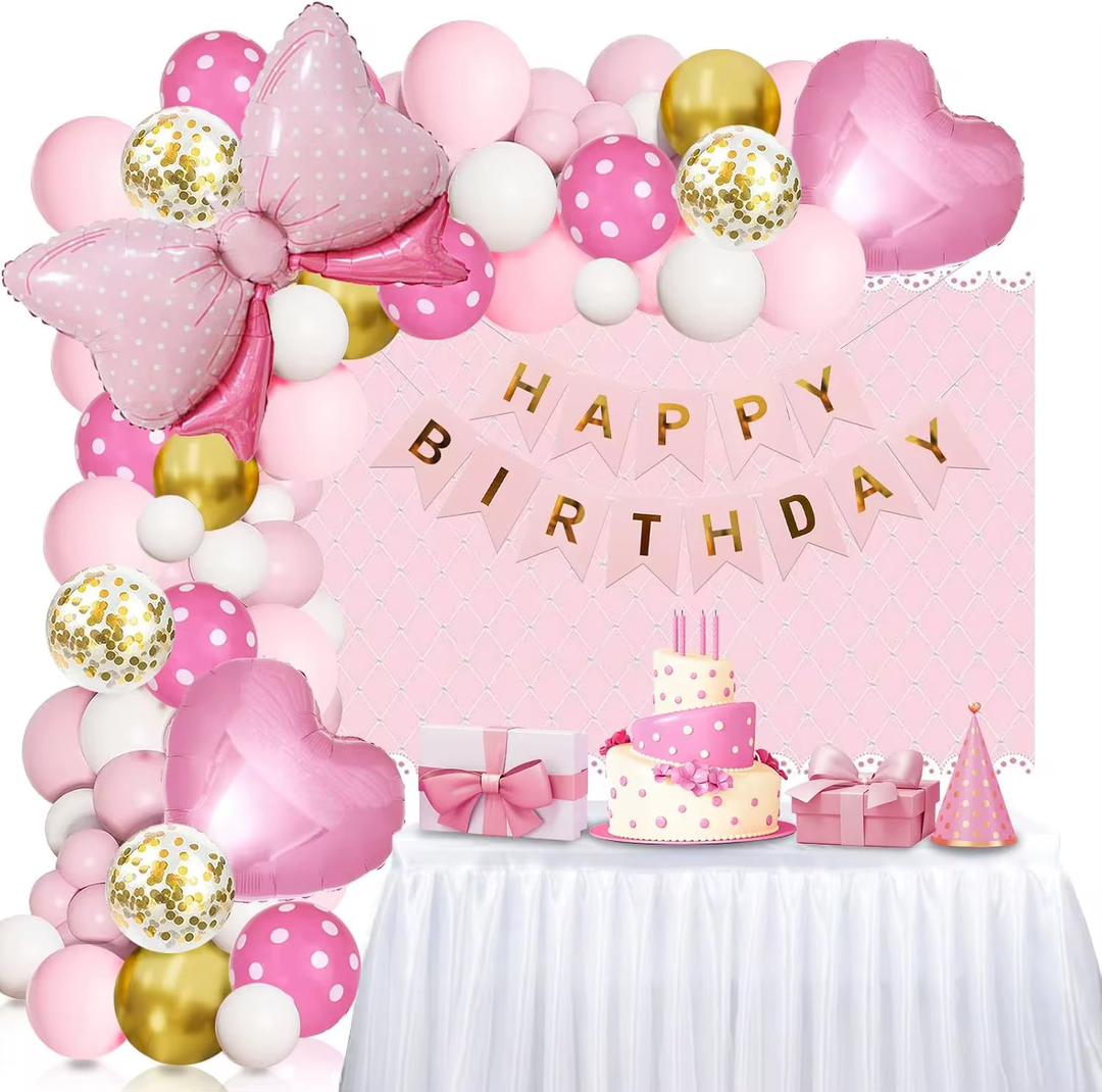 Kit de décoration d'anniversaire en rose et or