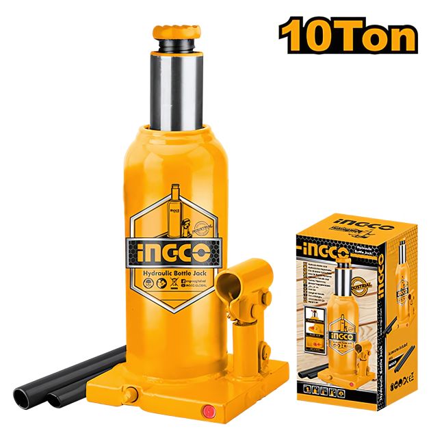Cric Hydraulique 10 tonnes - INGCO HBJ1002 - Hauteur max 460 mm