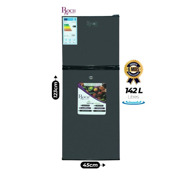 Réfrigérateur double battant - Roch RFR-175DT-W - 142 Litres - Gris Foncé