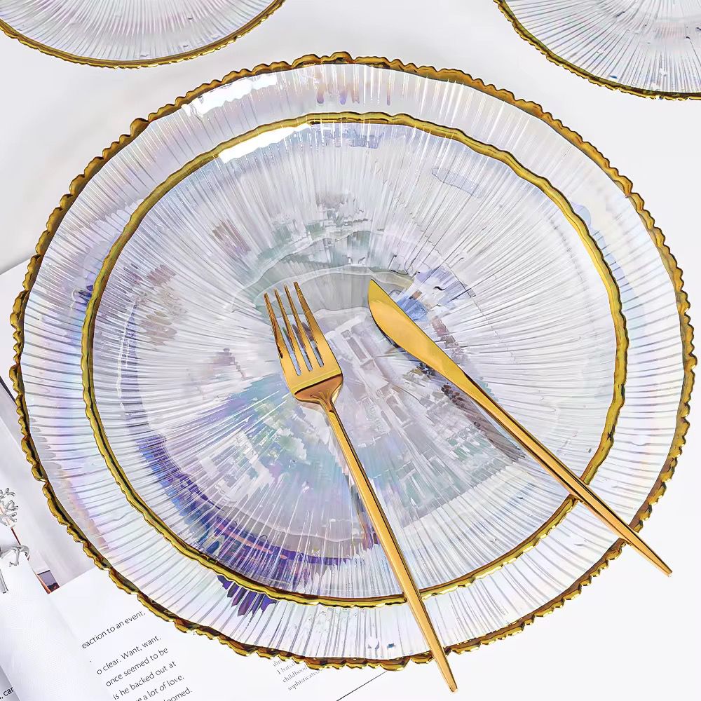 Assiette décorative en verre (T-2X)