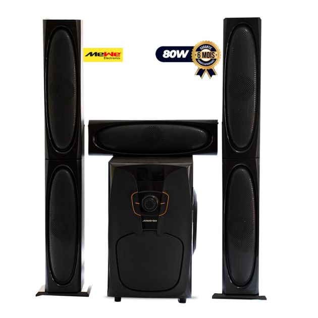 Home Cinéma Bluetooth MEWE MW-324L2 – 80W avec Télécommande, USB, SD, FM Radio, AUX – Noir - Garantie 6 Mois