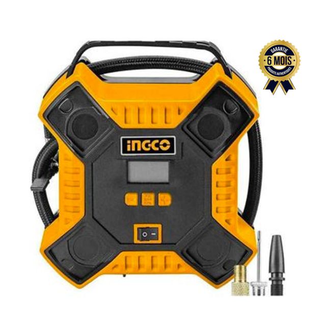 Gonfleur de Pneu Auto + Accessoires CD12V - 10A - 160PSI - INGCO AAC1601