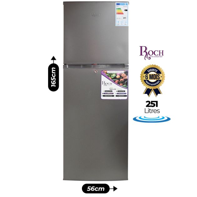 Réfrigérateur double battant Roch - RFR-315 DT-L - 251 Litres - Gris