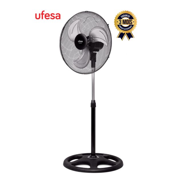 Ventilateur Ottawa diamètre 45 cm et 3 pales - UFESA - UF84105333 - 70W - 3 vitesses - Noir