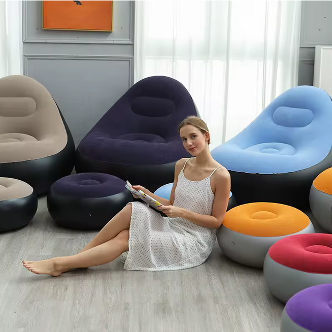 Pompe gratuite chaise gonflable canapé paresseux canapé Air canapé avec tabouret pieds moderne pliable Portable salon