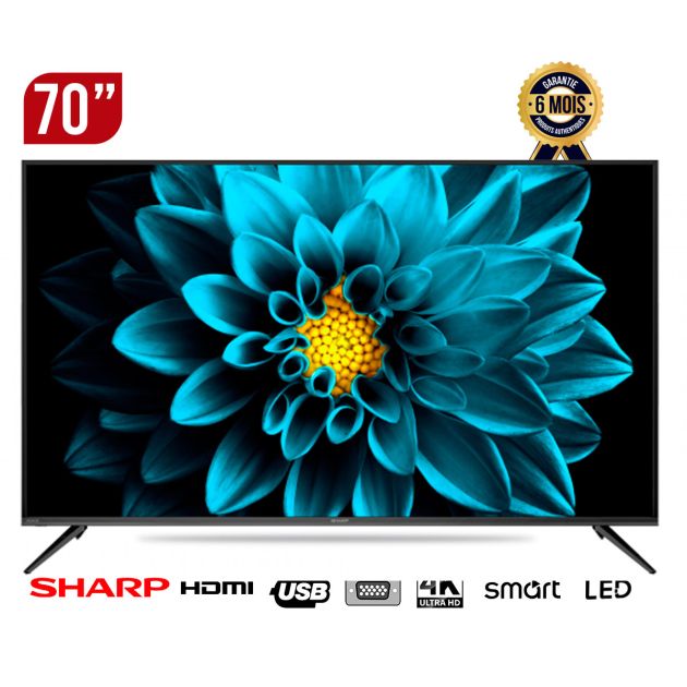 TV SMART ANDROID - SHARP - 70 pouces - 4T-C70DK1X - 4K HDR LED - Avec Google Assistant - Garantie 6 mois