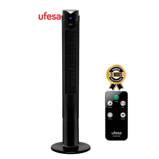 Ventilateur colonne 1M de haut avec panneau tactile LED et Télécommande HELSINKI - UFESA - UF84105327 - 45 Watts - 3 vitesses