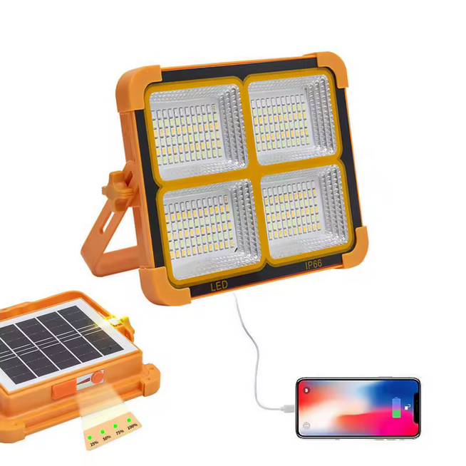 Vente en gros de 30 pieces 200W/300W Rechargeable USB Solaire LED Projecteur Économie D'énergie En Aluminium Corps Éclairage De Marché De Nuit avec Indice IP65