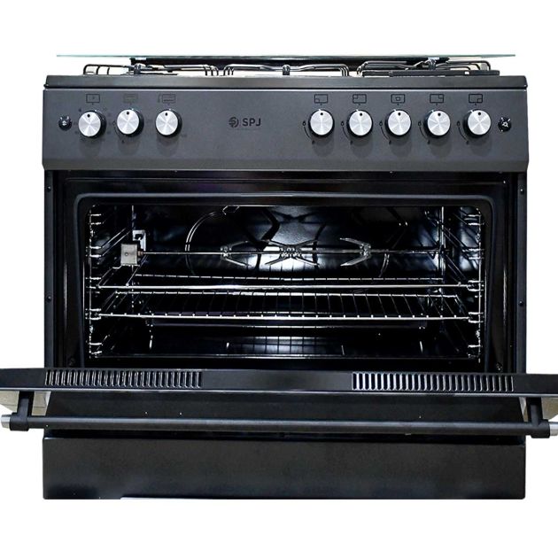 Cuisinière a Gaz - 5 feux - SPJ - FSG906-PG - 90 x 60 cm - Grand four grill - Noir