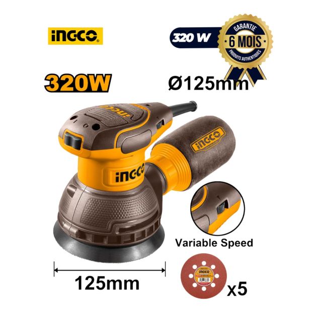 Ponceuse rotative - 320 W - INGCO - RS3216 - Garantie 6 mois