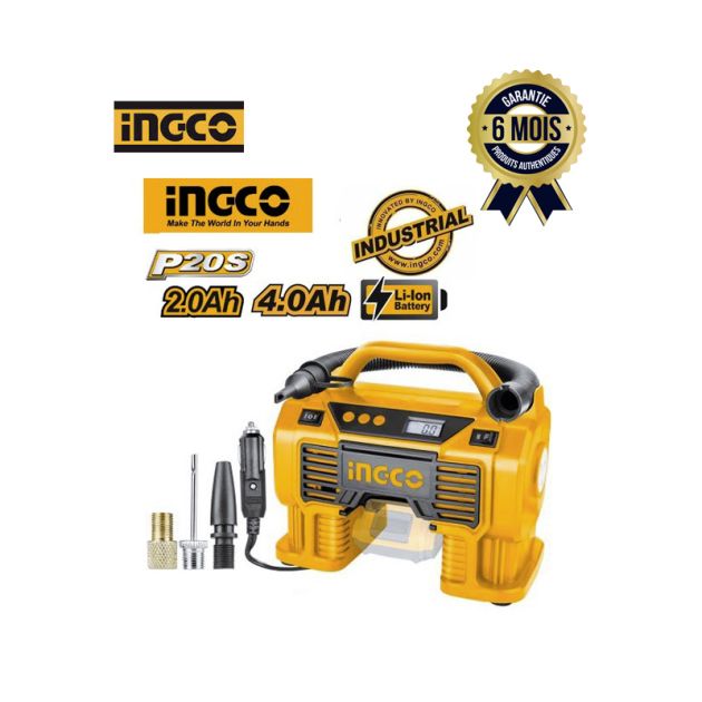 Compresseur D'air Automatique 20V 11bar - INGCO CACLI2002 - Sans Batterie - 06 mois de garantie