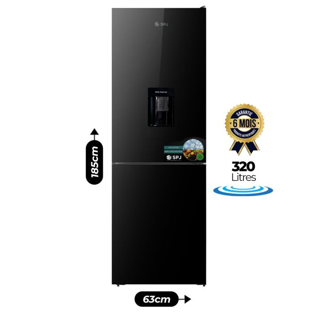 Réfrigérateur Combiné SPJ - 320L - RFGD-BBLU429C - Design miroir avec distributeur d'eau - Noi