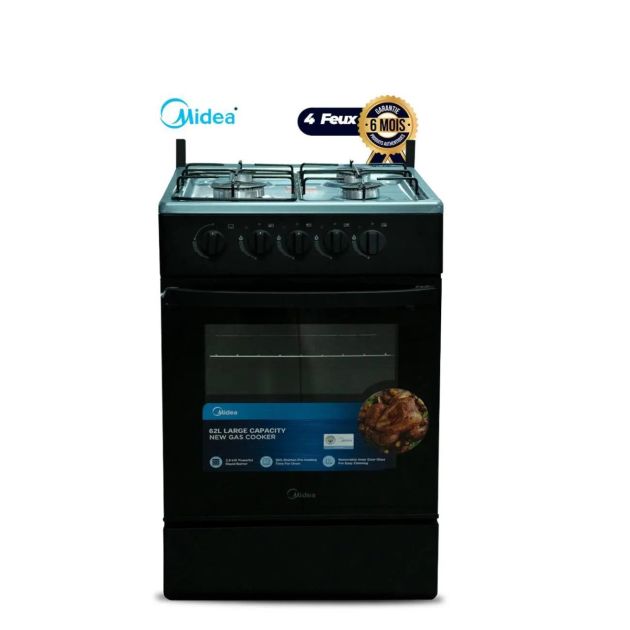 Cuisinière à gaz Midea  - 4 feux - MD-508 - 50 x 50 cm - Noir