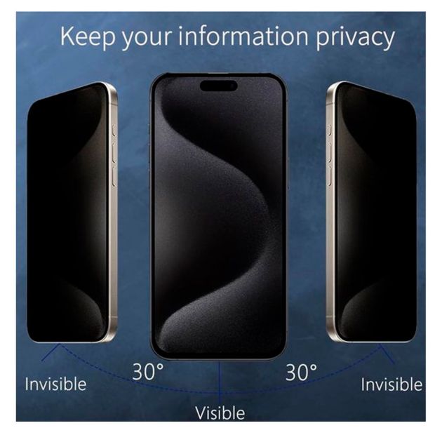 Verre de protection fumé anti-espion pour iPhone 15 Pro Max