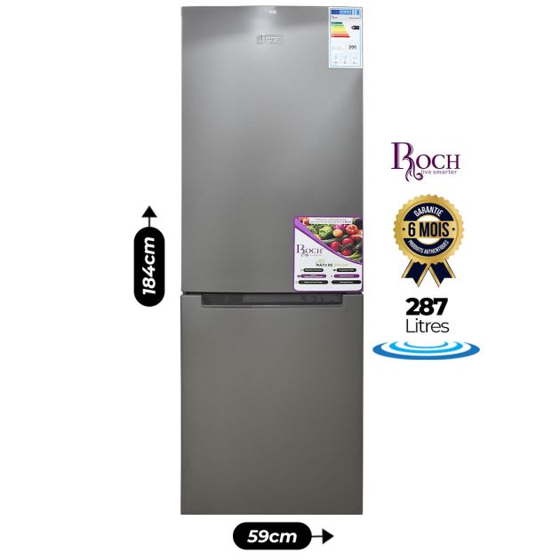 Réfrigérateur Combiné Roch - RFR-370 DB-L - 287 Litres - Gris