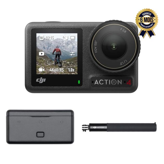 Caméra d'action étanche - DJI Osmo Action 4 Adventure Combo