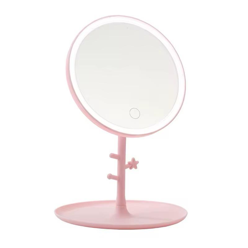Miroir de Maquillage LED Circulaire avec Support Organiseur