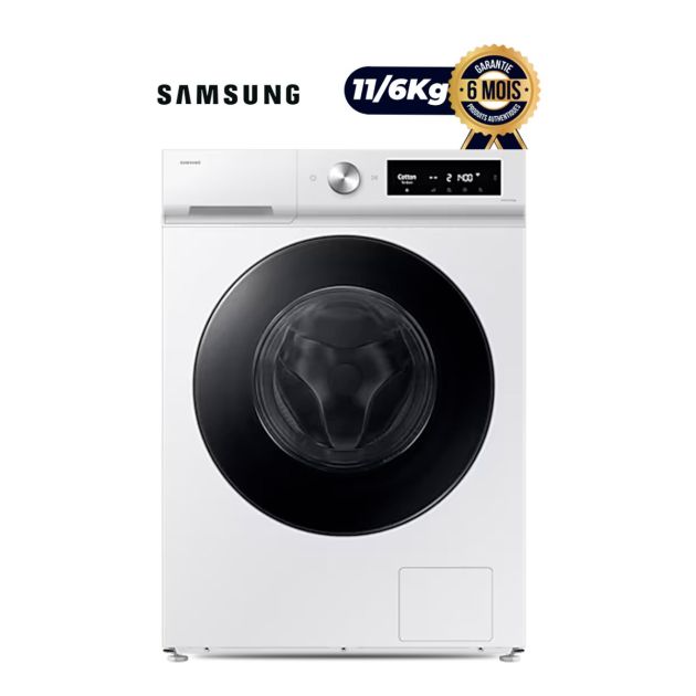 Machine lavante et séchante automatique Samsung - WD11DB7B85GB - 11/6kg - Blanc