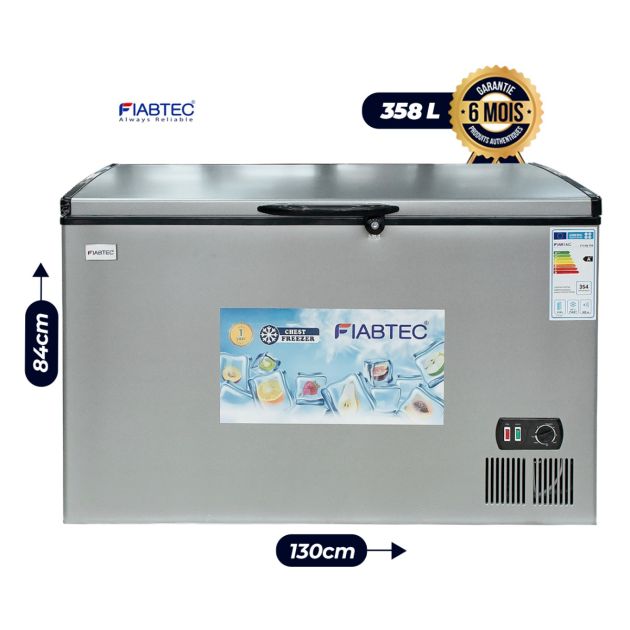 Congélateur coffre à vitres coulissantes – FIABTEC - FTCFQ-358 – 358 Litres – Classe Éco A+ – Gris