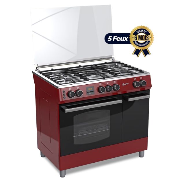 Cuisinière SIGNATURE - 5 Feux - 60 x 90 cm - Inox - Rouge