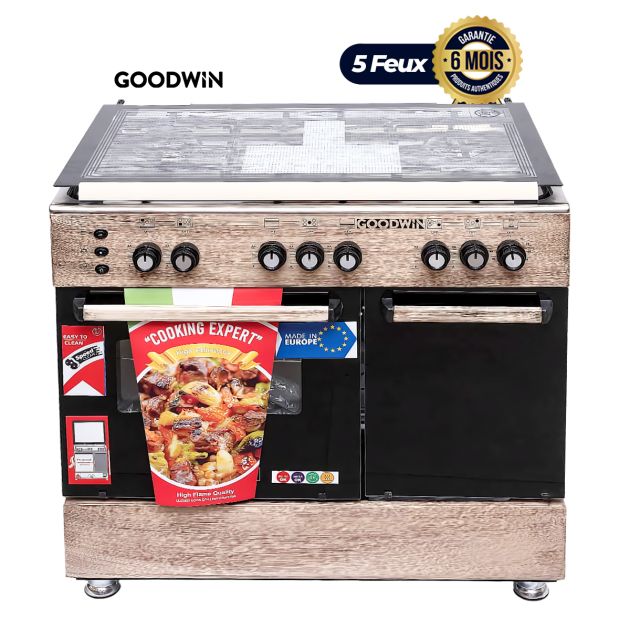 Cuisinière GOODWIN - 5 Feux - 60 x 90 Cm + Pack de 6 pièces d'assiettes + 6 pièces de verres à eau + 6 pièces de bols résistants Offert