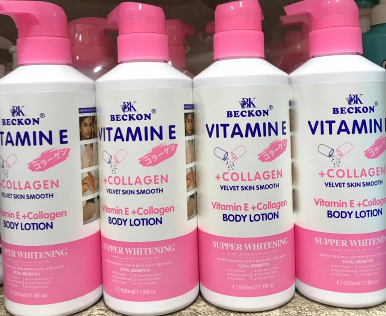 BECKON personnalisé 500ml soins de la peau du corps lotion blanchissante hydratant vitamine E crème éclaircissante pour le corps