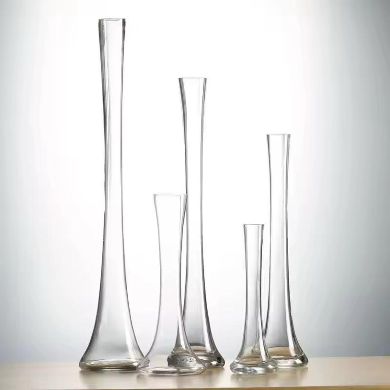 Vases Élancés en Verre Transparent pour Fleurs de Table