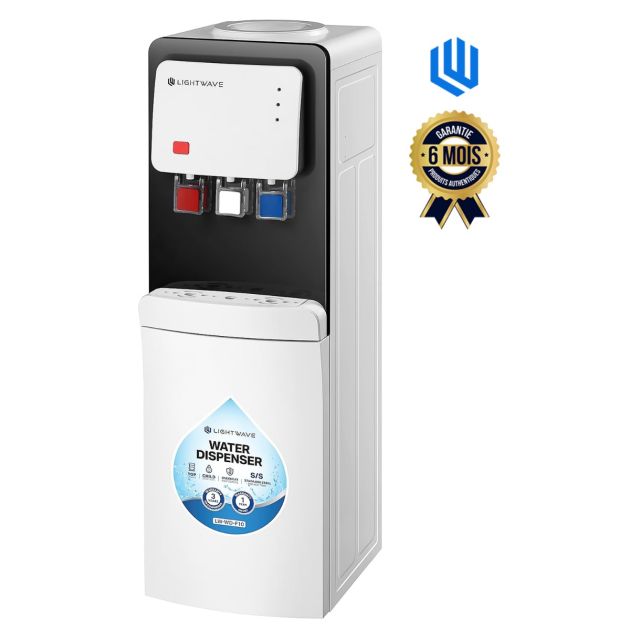 Distributeur d'eau LIGTHWAVE - LW-WD-F10 - Froid/Chaud/Température ambiante - Protection contre la surchauffe - Acier inoxydable - Blanc/Noir - Garantie 6 mois