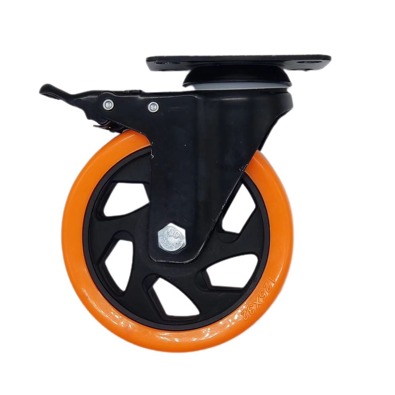 Roue pivotante avec frein et noir
