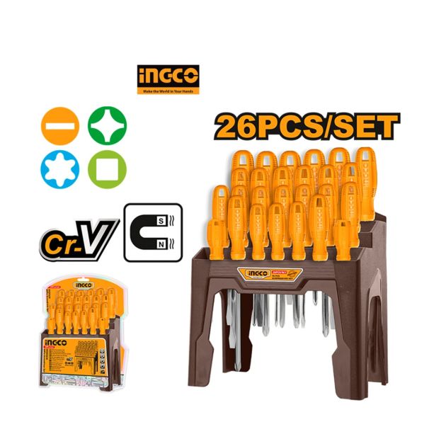Jeu de Tournevis 26 Pièces – INGCO HKSD2658