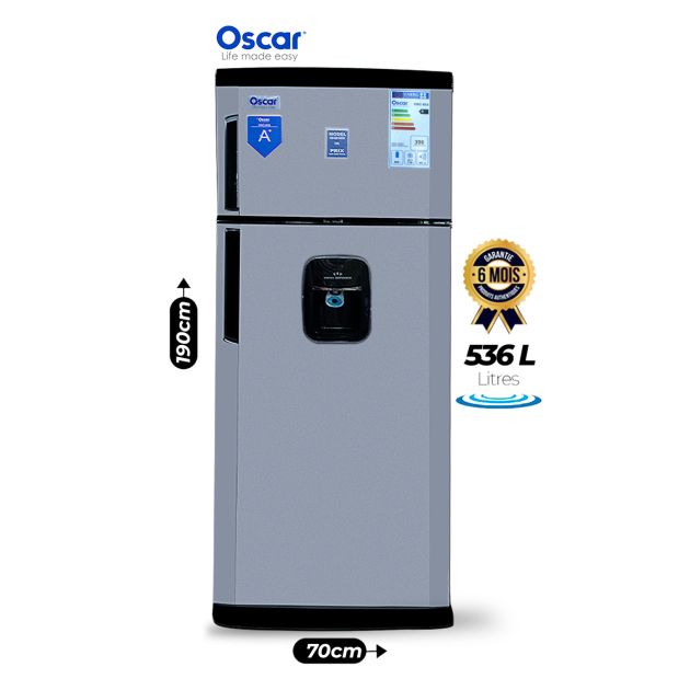 Réfrigérateur Double Battant  OSCAR - OSC 655 - 536 L Avec Distributeur d'Eau - Gris