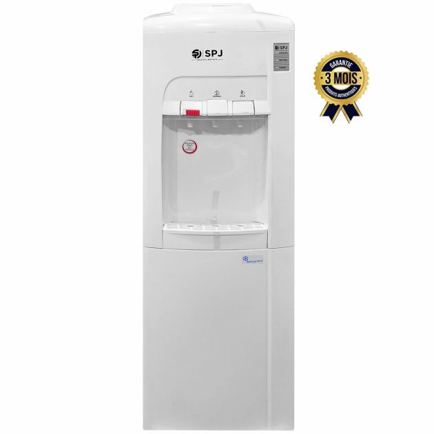 Distributeur d'eau Chaude et Froide SPJ - WDWTR-RF002 - Avec Mini Réfrigérateur Intégré - 520 Watts - Blanc - 3 Mois