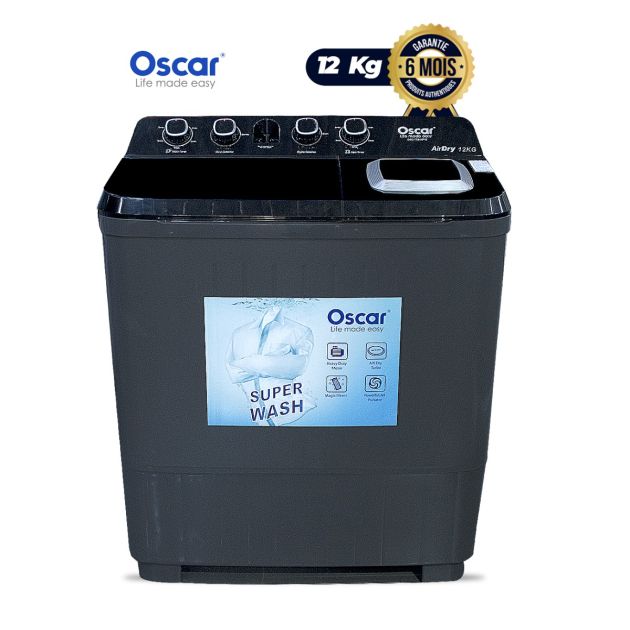 Machine à laver Semi-automatique 8Kg - OSCAR - OSC-TTB-XP8 - Noir - Garantie 6 Mois