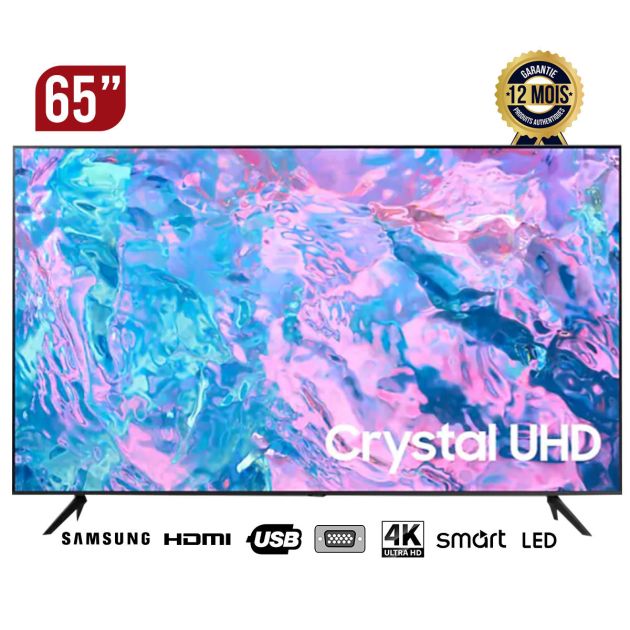 TV Smart - Samsung - UA65DU7000UXLY - 65 Pouces - Crystal - UHD - 4K (2024) - Garantie 12 Mois