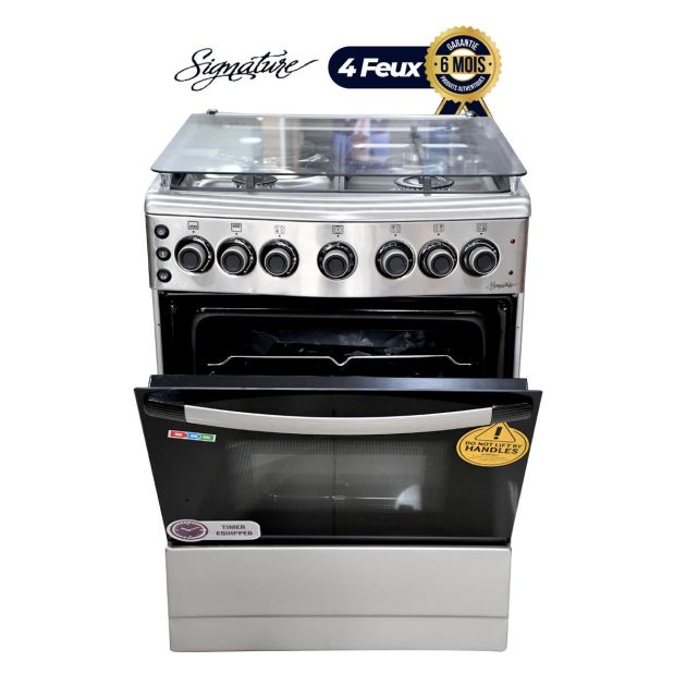 Cuisinière Signature - 4 Foyers 60 x 60 - Inox avec plaque chauffante