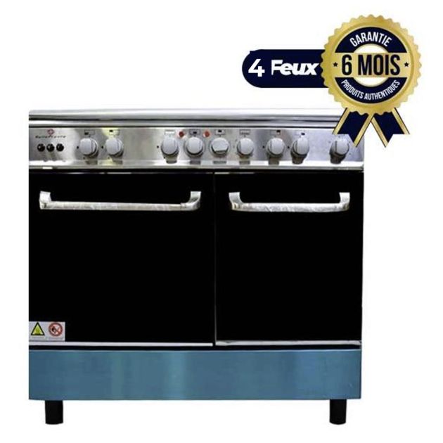Cuisinière 4 brûleurs Belle France - Deux zones de cuisson électrique - 60 x 90