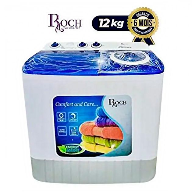 Machine à laver semi automatique Roch - lavage-essorage - 12 Kg économique - Garantie 6 Mois