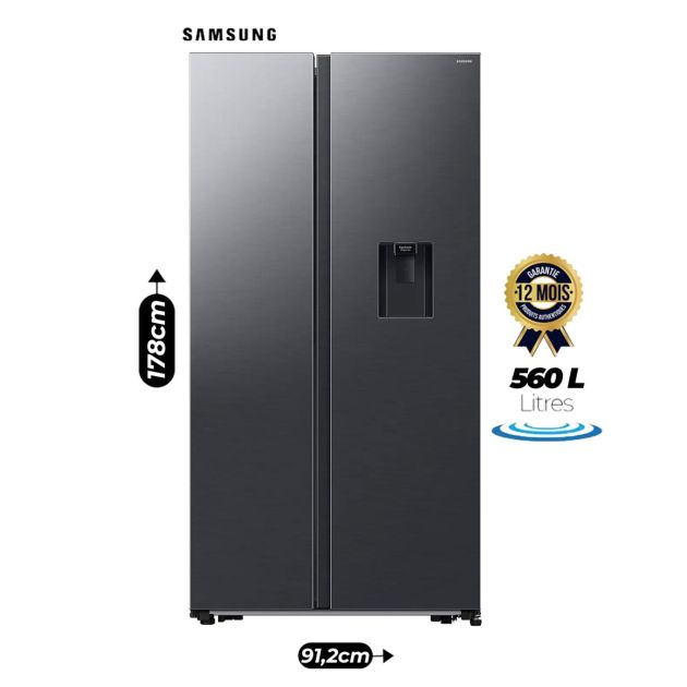 Réfrigérateur américainSAMSUNG - 560 litres - RS57DG4000B4GH - NO FROST - WiFi - Compresseur à onduleur numérique - Noir mat - Garantie 12 mois