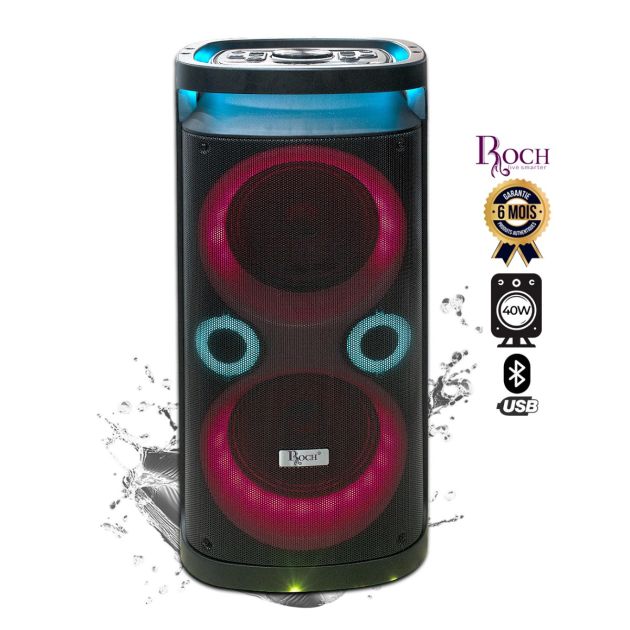 Enceinte rechargeable Roch avec micro - RPS-08M2 - 40 Watt - Bluetooth /USB/AUX /SD-carte