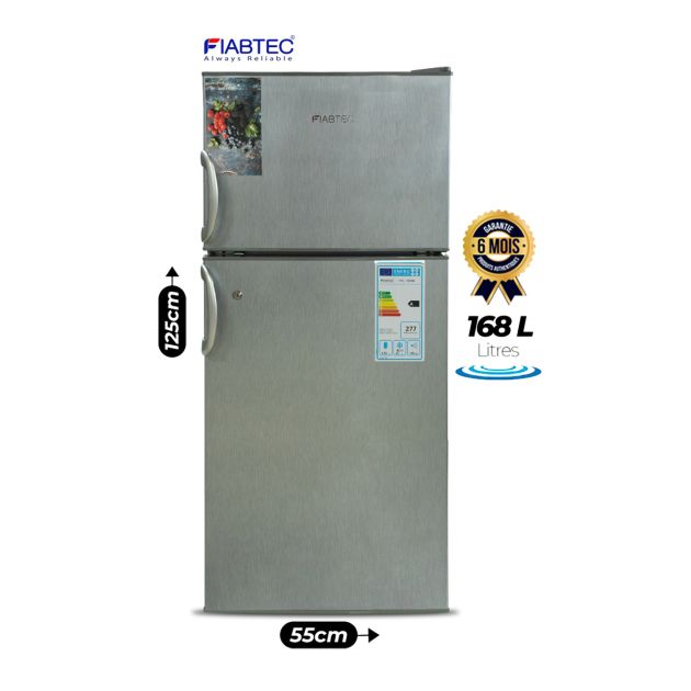 Réfrigérateur double battant FIABTEC - 168 litres - FTTL-233168 - En acier inoxydable
