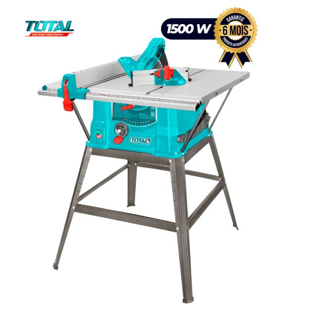 Scie circulaire sur table TOTAL TS5152548 - 1500W - 4500 RPM - Lame 254 × 16 mm - 6 Mois