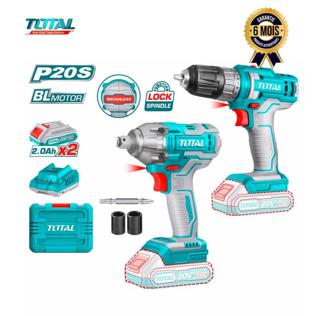 Kit combiné 2 pièces sans fil Li-ion - TOTAL TOSLI230702 - 6 Mois