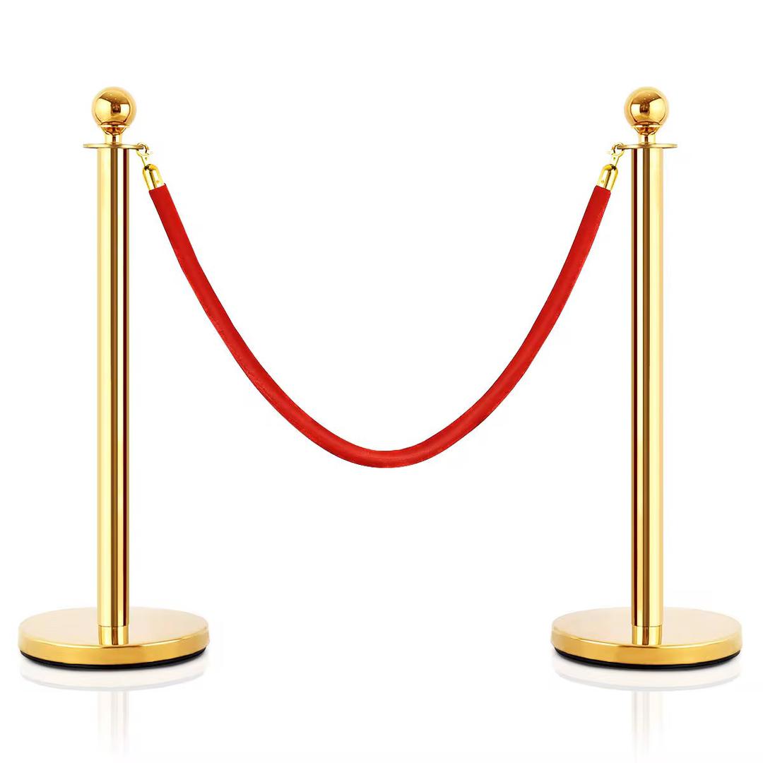 Poteaux de Guidage VIP Dorés avec Cordon Rouge