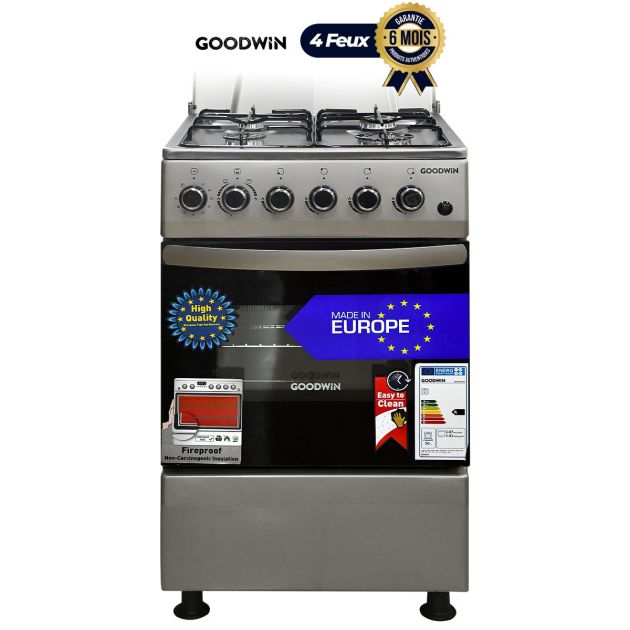 Cuisinière à Gaz Allumage électrique - GOODWIN - FS4402MXZJ - 4 Foyers - 50 x 55 - Inox