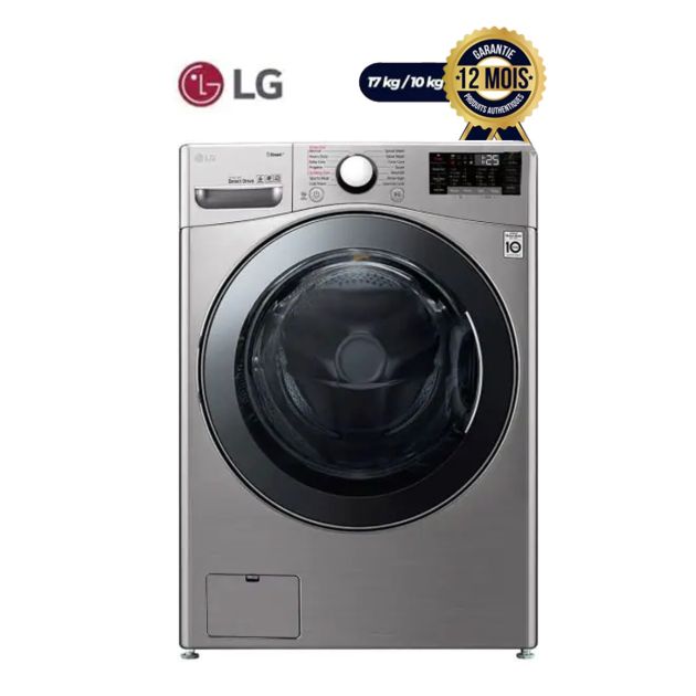 Machine à Laver Automatique ( Lavage et Séchage) LG - F0L2CRV2T2 - Lavante 17 Kg / Séchante 10Kg - Très économe en énergie (A+++) - ThinQ Option - Argent