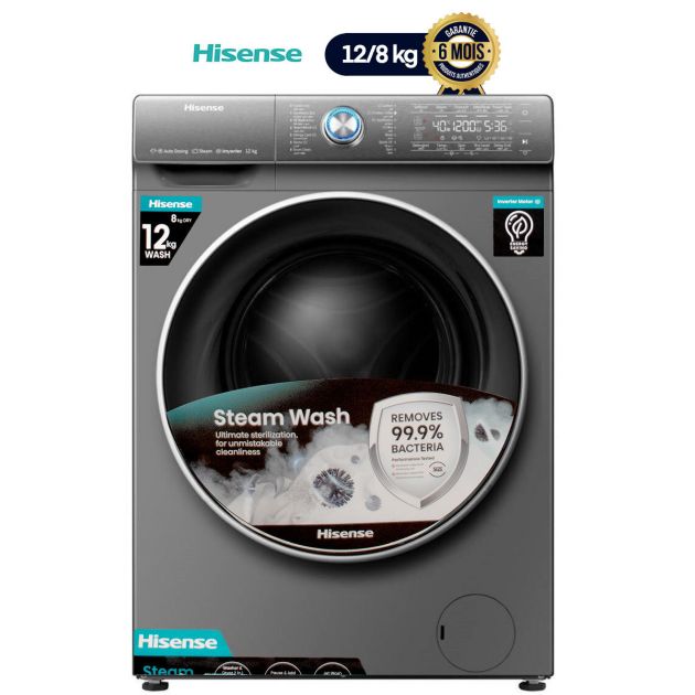 Machine à laver automatique HISENSE - Lavante 12kg/séchante 8 kg - WDQR1214 - Argent