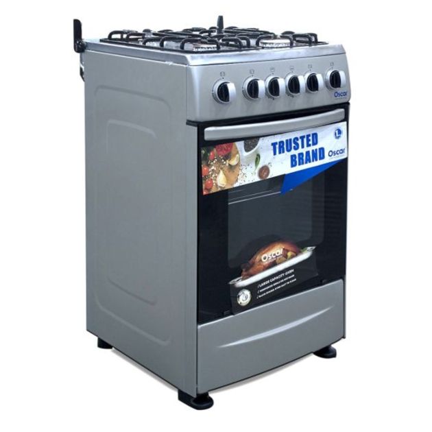 Cuisinière Oscar 4 Feux - 50 x 50 - Gris - Allumage automatique