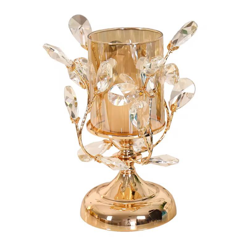 Candelabre en cristal doré